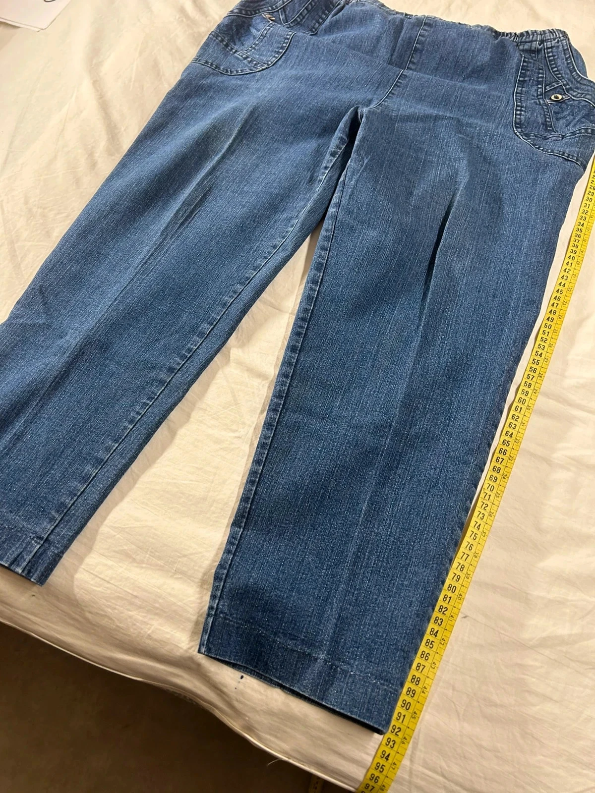 Jeans curtos azuis estilo vintage retrô tamanho 40 – photo 3